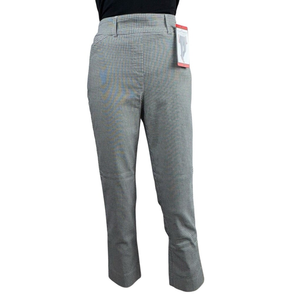 Hilary Radley Womens Medium Black & White Mid Rise Built-in Tummy Control Pants